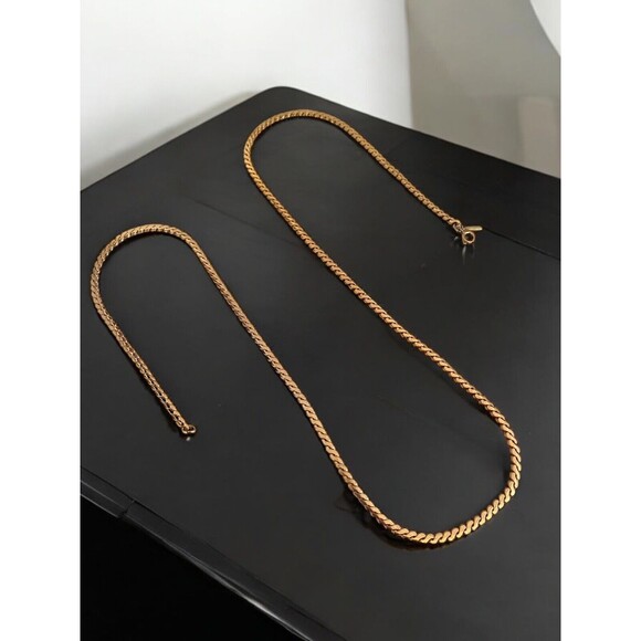Vintage Direction One Necklace Long Flat Chain Gold Plated Chunky 7V - Picture 1 of 4